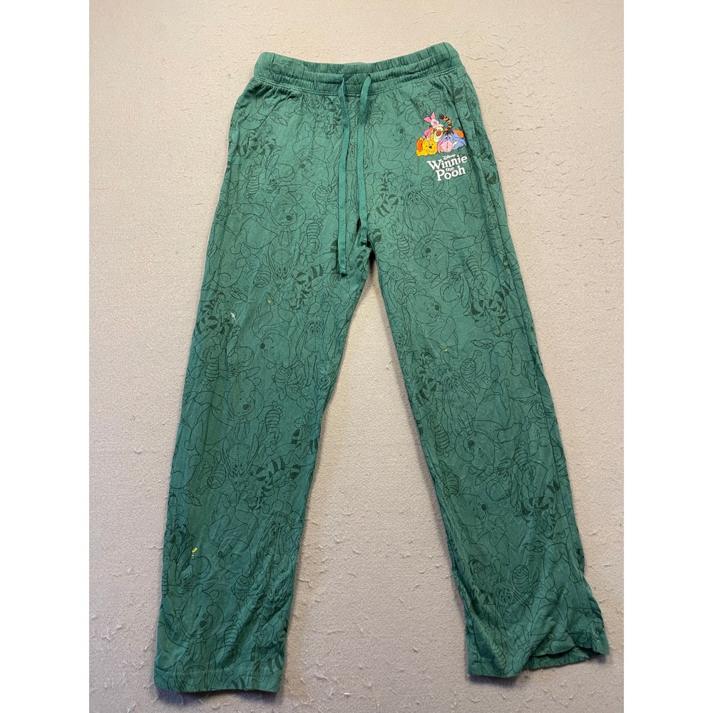 Disney Winnie The Pooh Pajama Pants Cotton Blend Green Sketch Medium Unisex